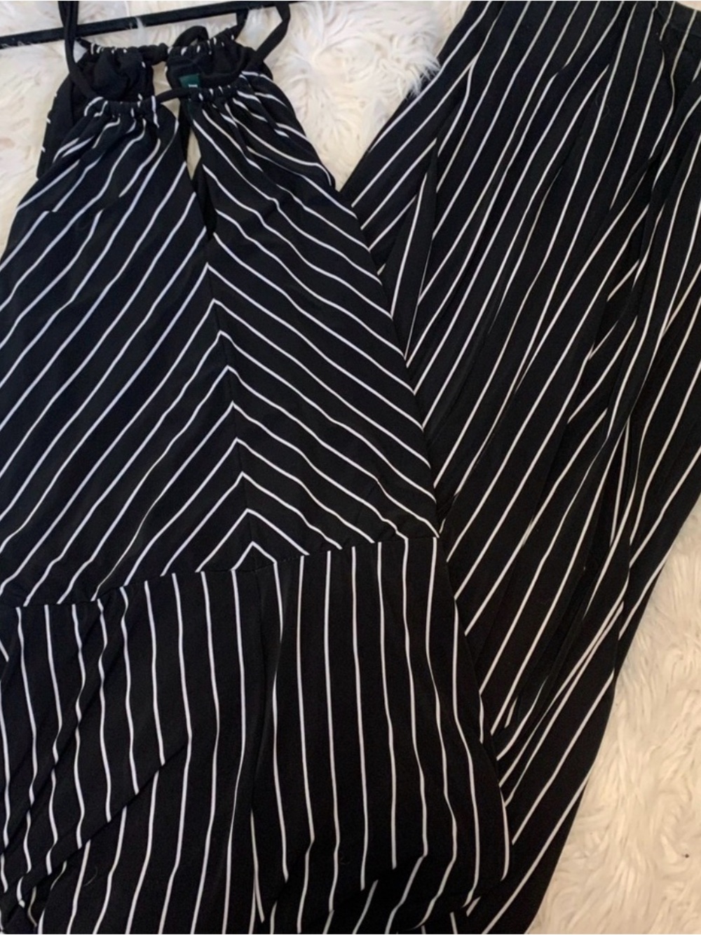 Lauren Ralph Lauren Y2K Striped Halter Wide Leg Jumpsuit Black White .* SIZE M - Picture 5 of 9